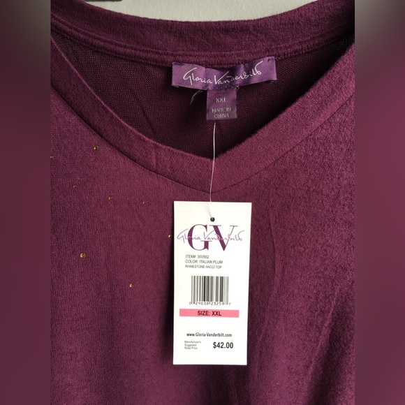 Gloria Vanderbilt V-Neck Top - NWT - Picture 7 of 7